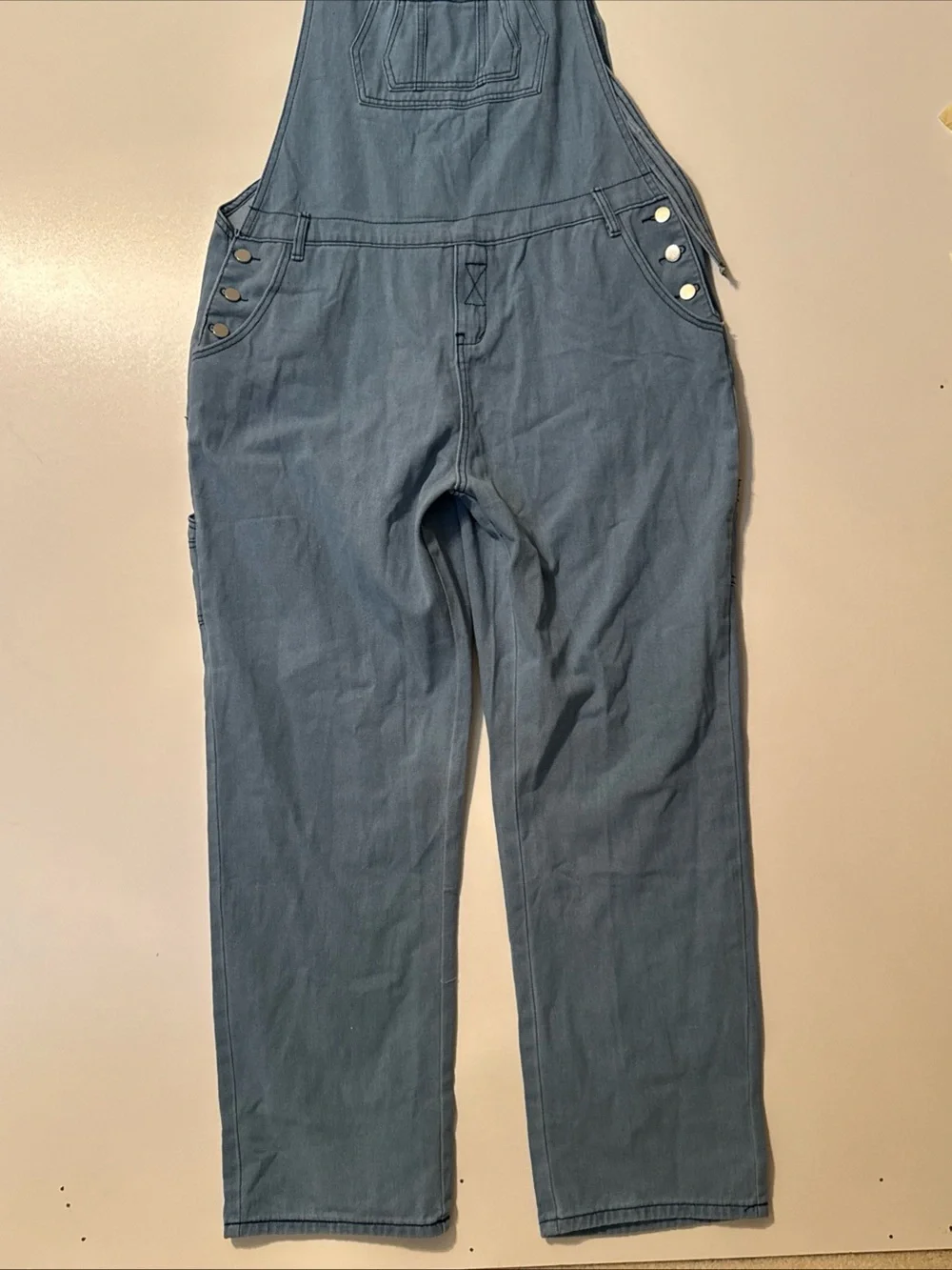 Light Blue Denim Overalls - Women's Casual Jumpsuit